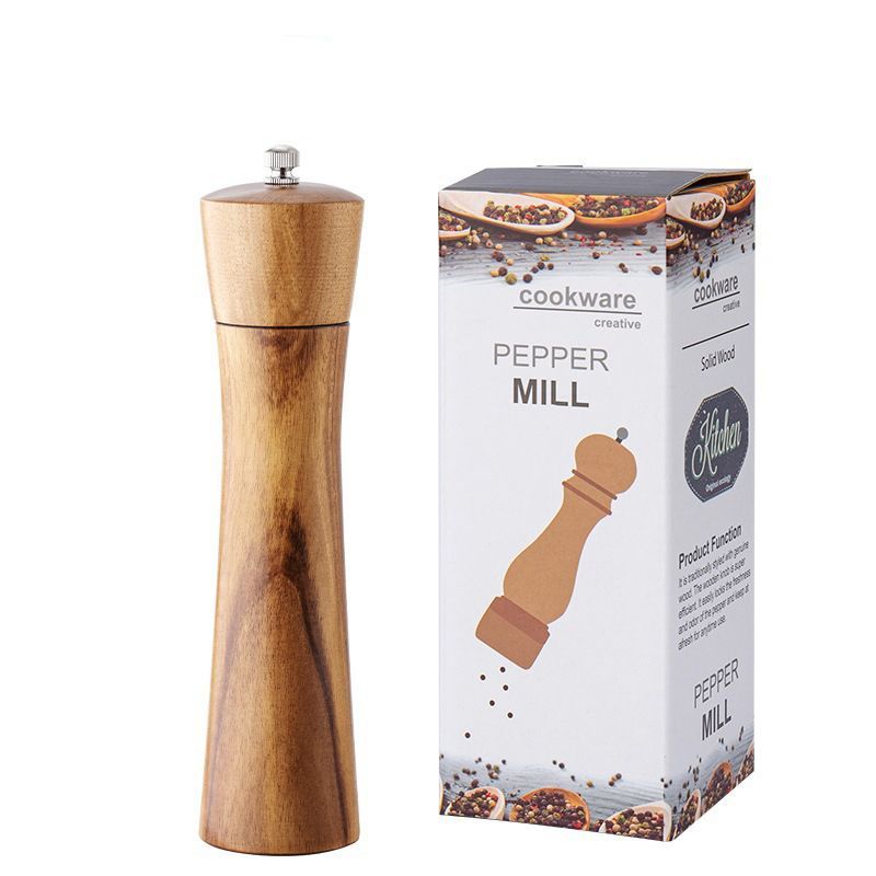Pepper Grinder Wooden Manual Adjustable Salt Pepper Grinder Mill For Kitchen