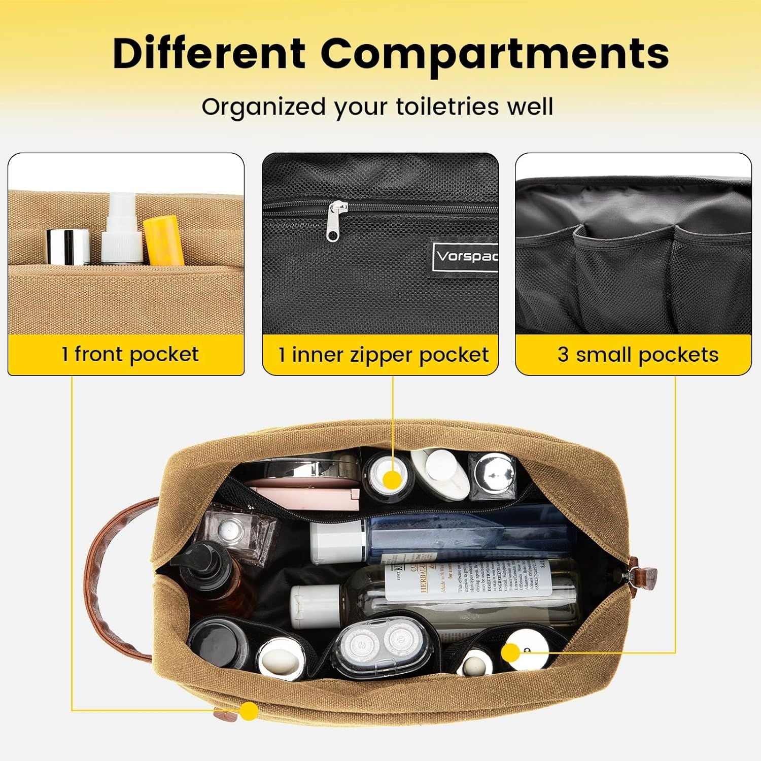 Toiletry Bag Water Hanging Dopp Kit Resistant Canvas Shaving Bag for Travel