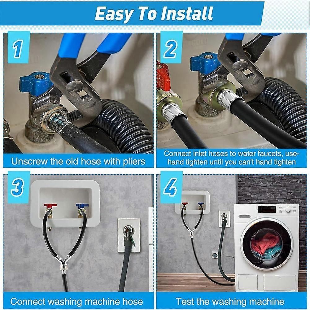 Y Mixer Hose Connector with Washing Machine Hose, Hot and Cold Water Supply Splitter and Washing Machine Connector