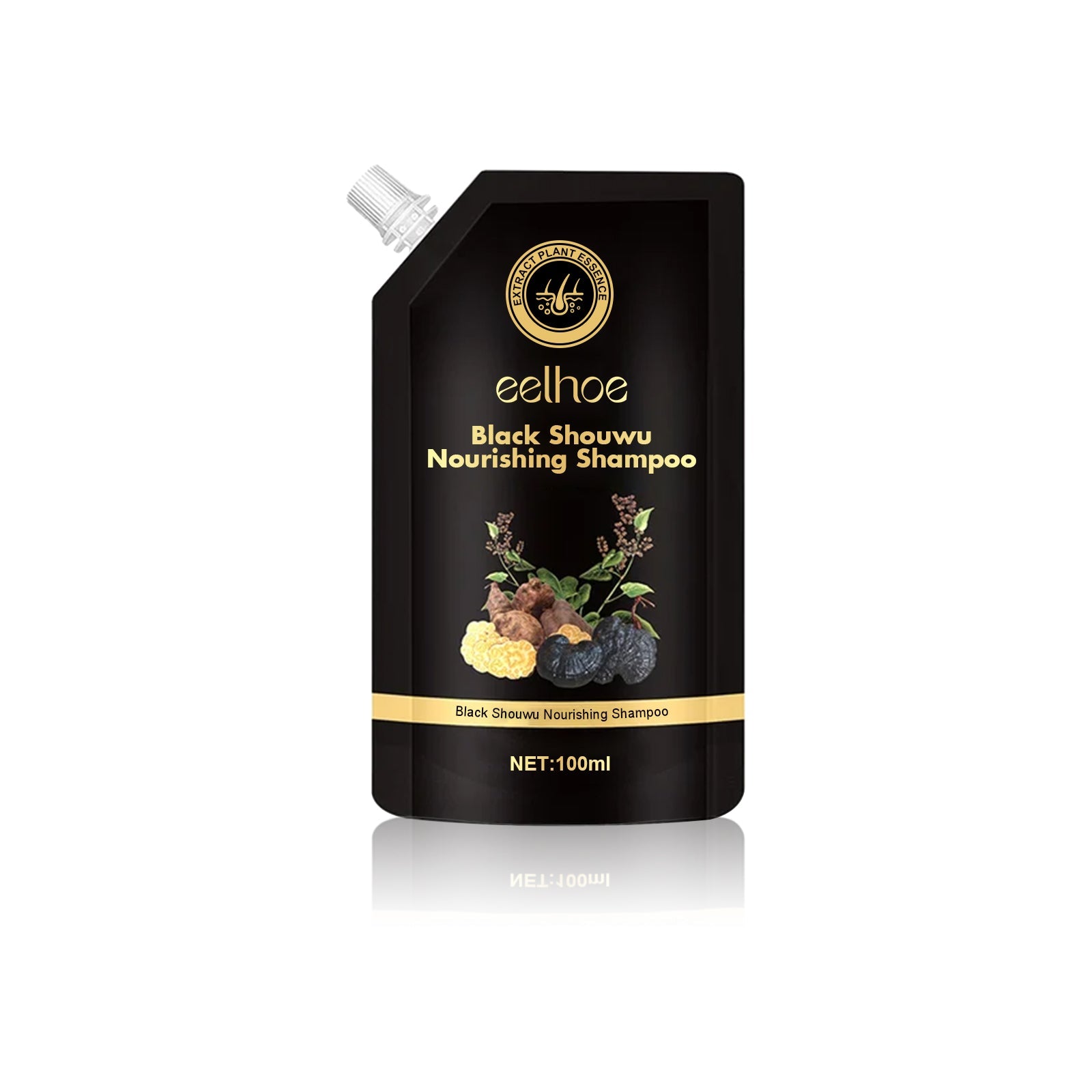 Black Reishi Multiflorum Shampoo for Thick Black Hair, Natural Shine, Moisturizing, Scalp Care ,100ml