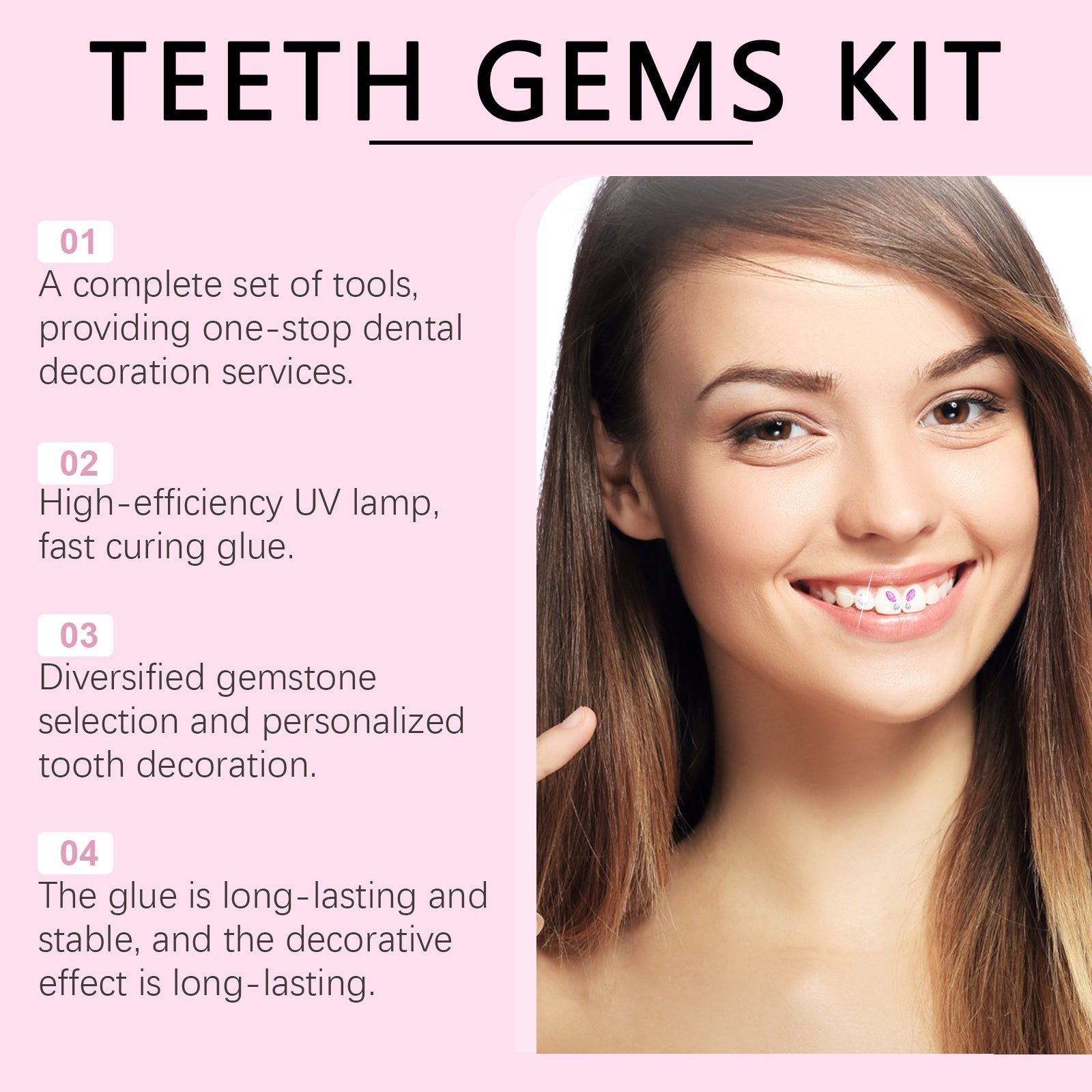 Cosmetic Dental Decoration Drill Kit, DIY Teeth Gems, Fast Curing, Personalize Your Smile ,1set