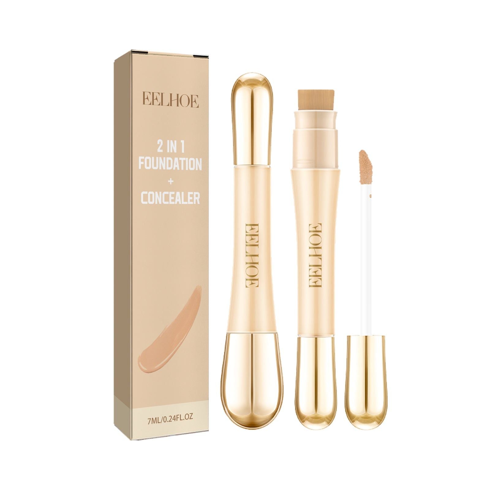2-in-1 Concealer Foundation, Brightening, Moisturizing, Acne Cover, Flawless Skin ,7ml