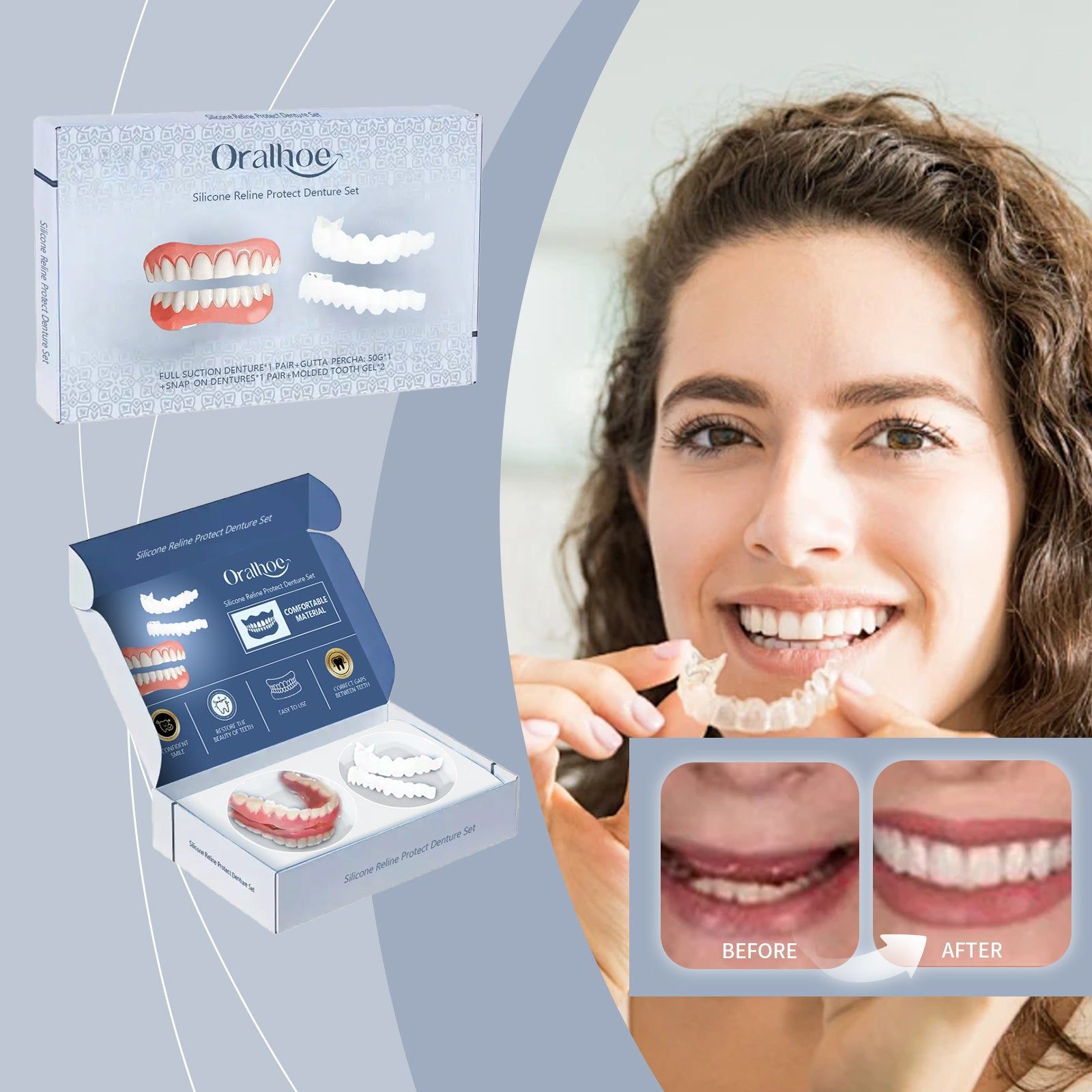 Enhance Your Smile Instantly, Beautiful Teeth Denture Cosmetic Set for Perfect Look ,1 set
