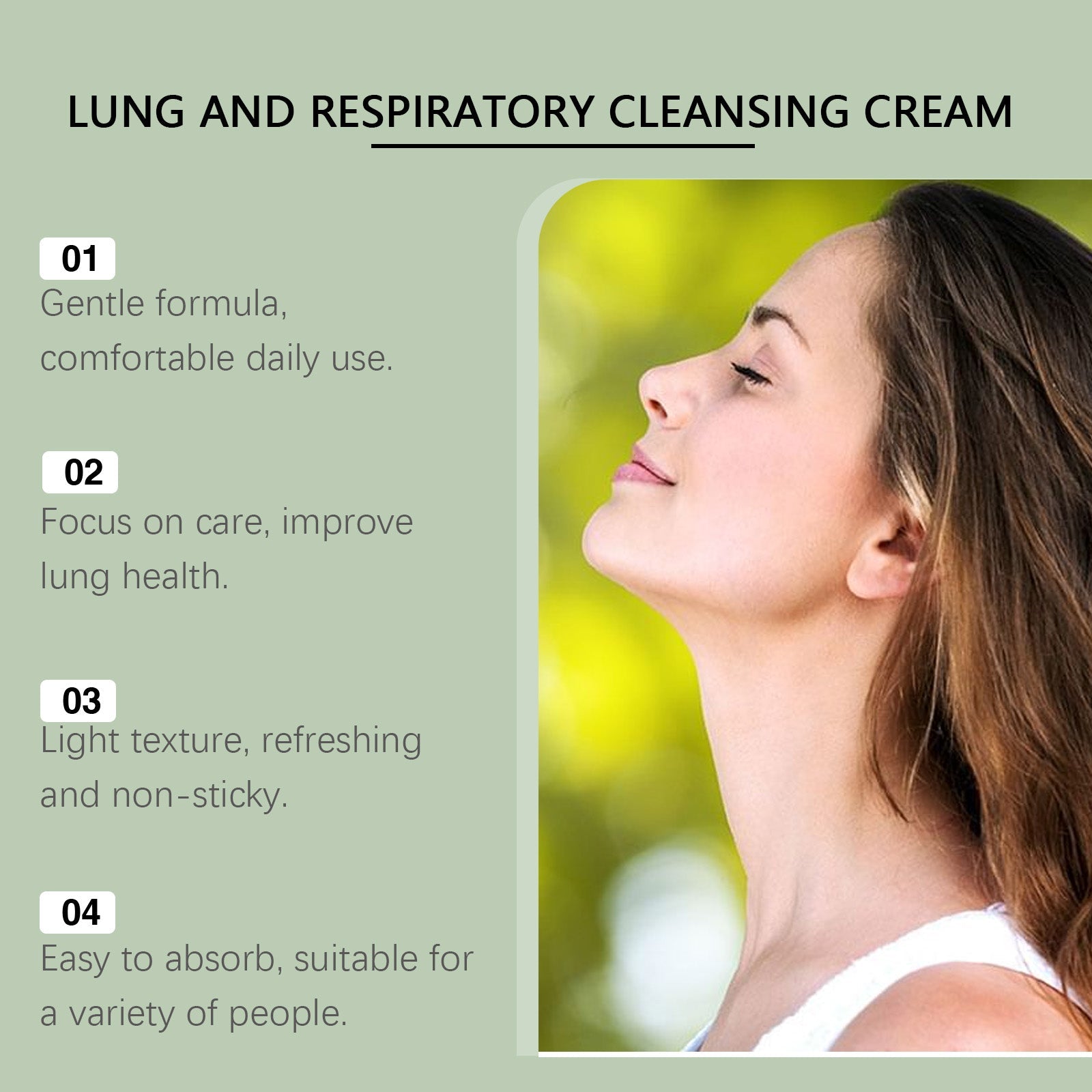 Body Care Cream, Natural Lung Support, Daily Nourishing Massage, Refreshing Skin Treatment ,60g