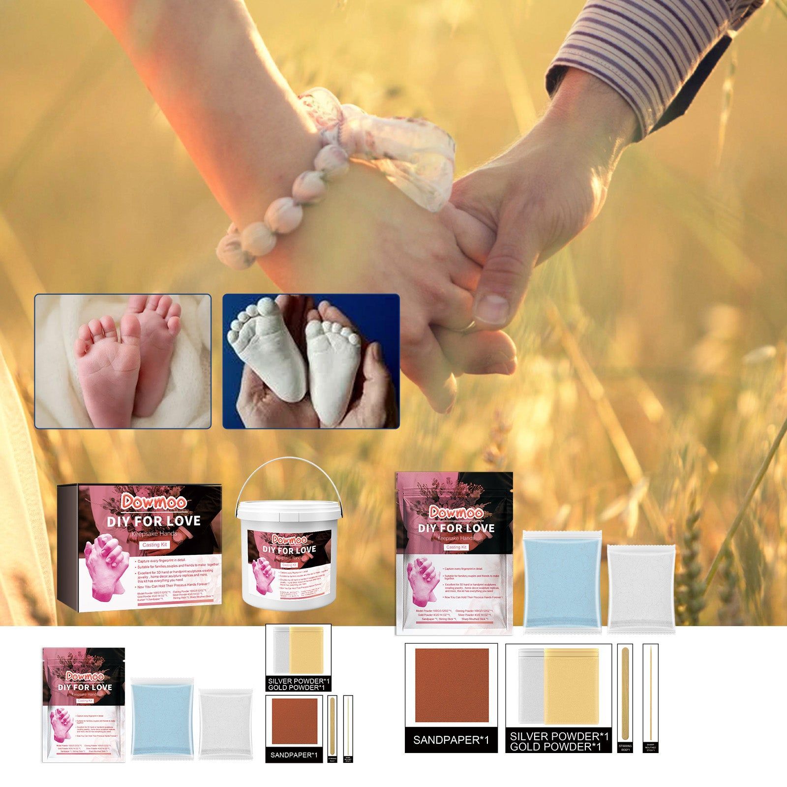 Create Unique Handmade Souvenir for Couples, 3D Hand and Foot Casting Kit ,1set