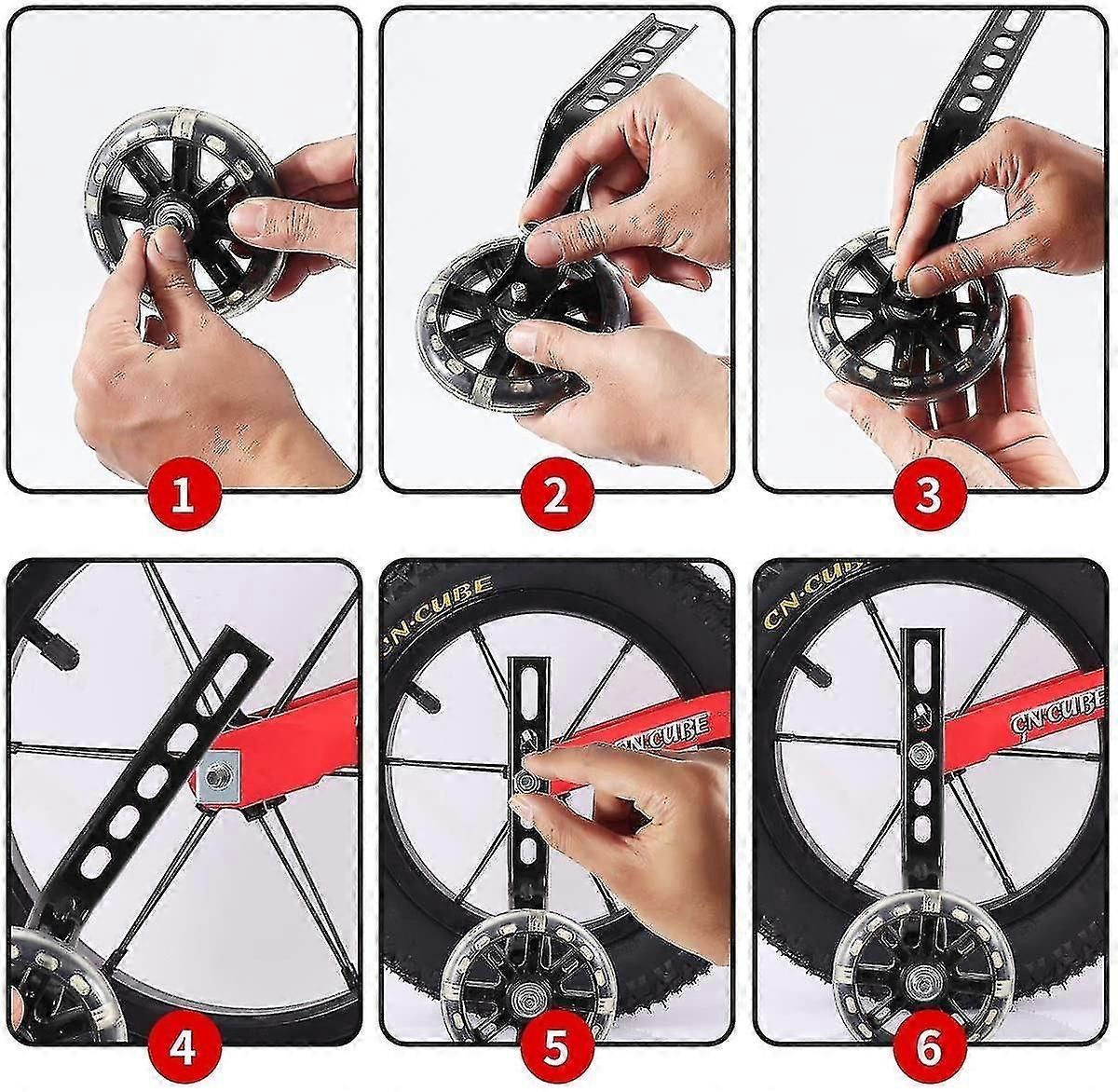 Cycling Training Wheels, 1 Pair Bicycle Training Wheels For Kids Black Bike Stabilizers Support Wheels Boys Girls zxin