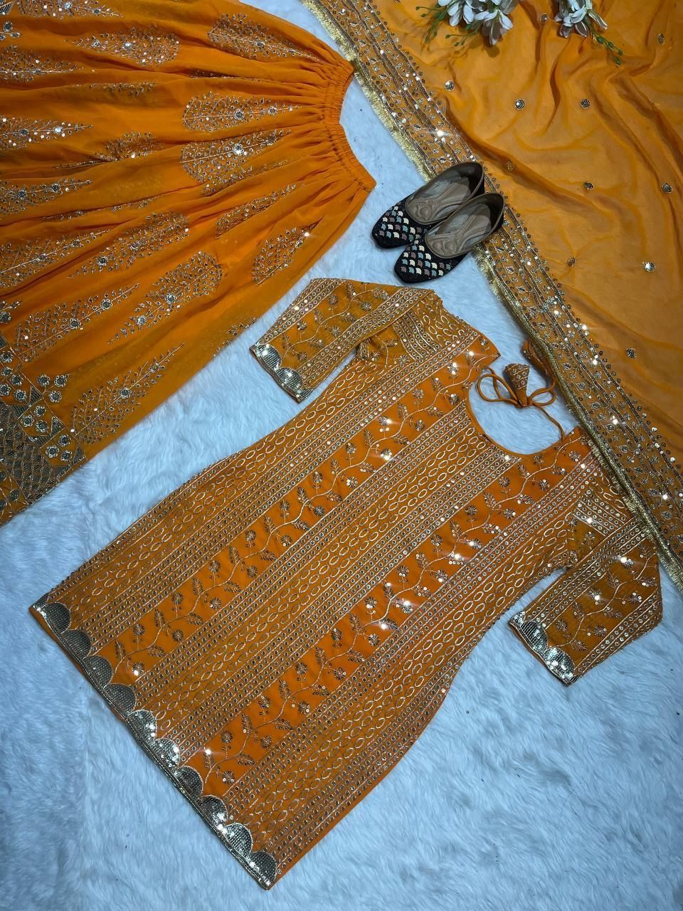 Fab Zone Top Plazzo With Dupatta And Heavy Embroidery Work Designer Party Wear Look