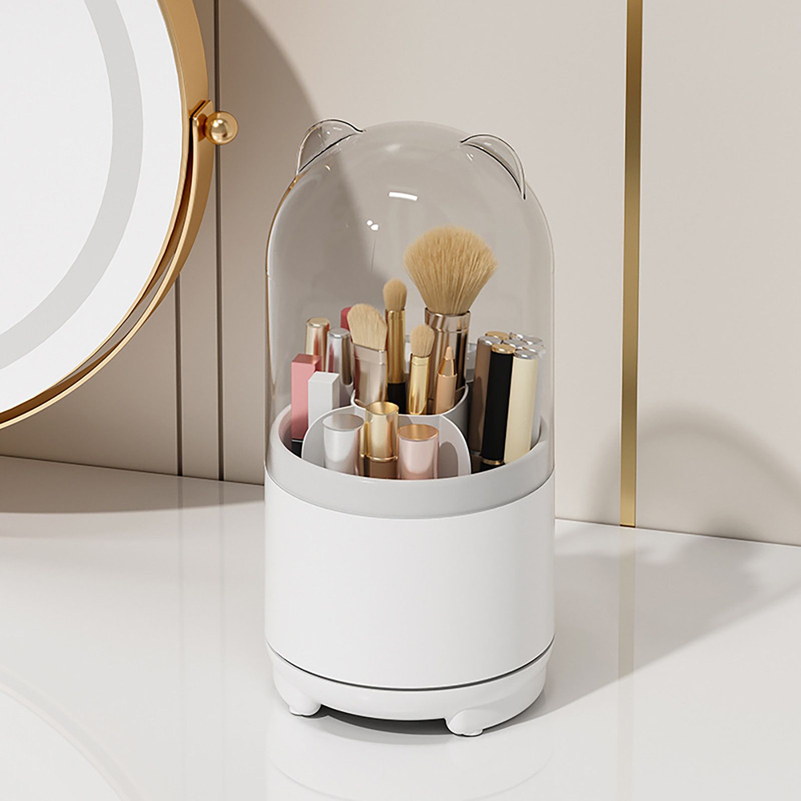 Makeup Brush Holder Dustproof Rotating Brush Organizer Pen Storage Box
