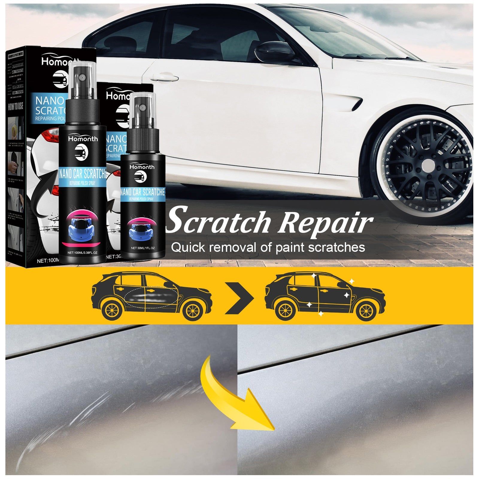 Car Scratch Repair Spray, Recondition & Clean Scratches, Easy & Fast Car Paint Touch Up ,30ml
