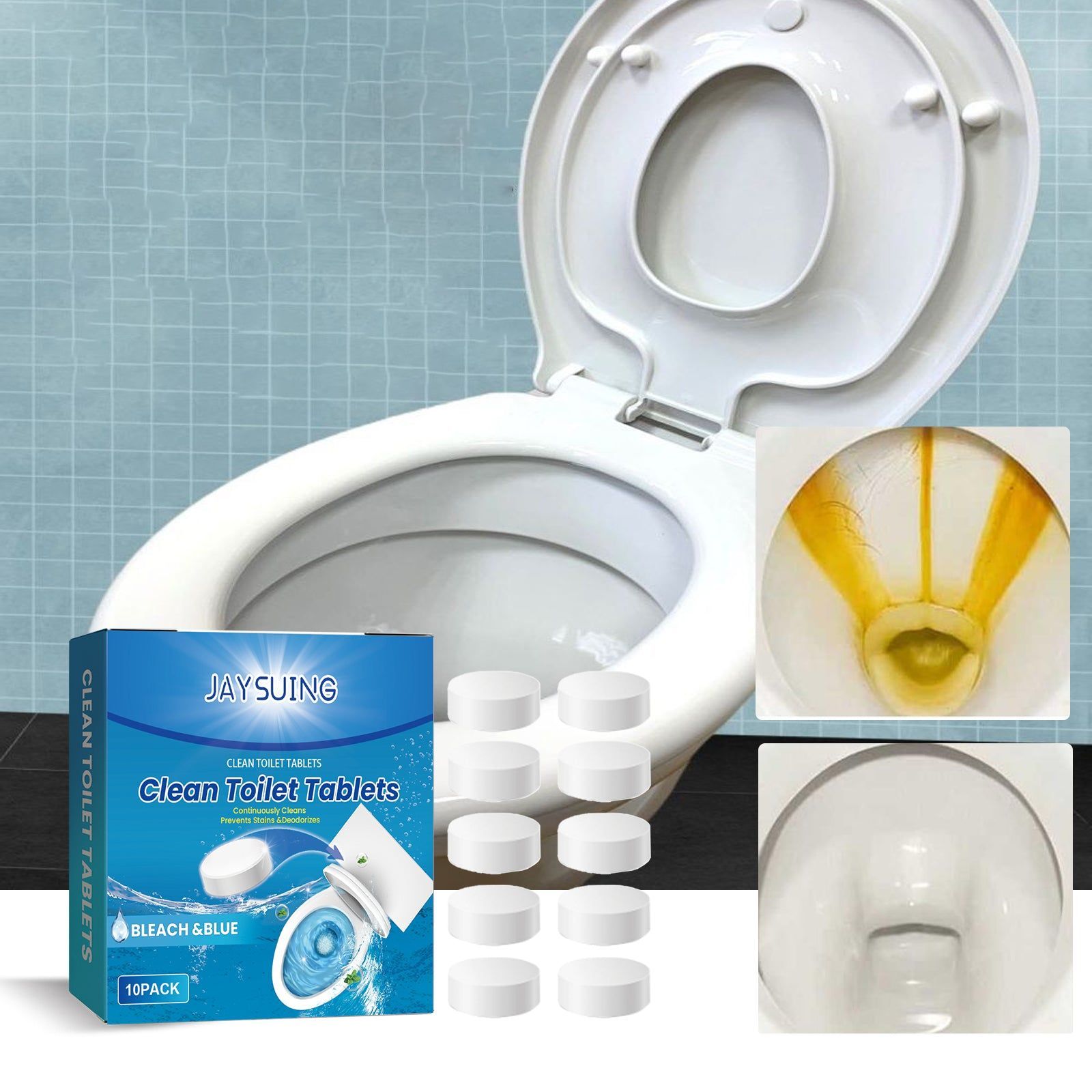 Automatic Toilet Cleaner Tablets, Deep Cleaning, Fresh Odor, Easy to Use ,10pcs