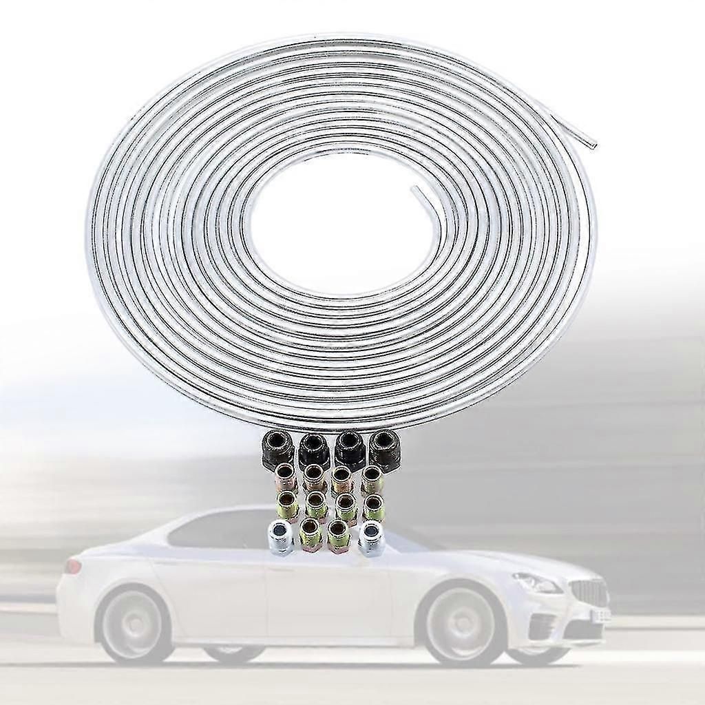 25ft 3/16 Od Metal Brake Line Rustproof Brake Line Tubing Coil Fitting Set