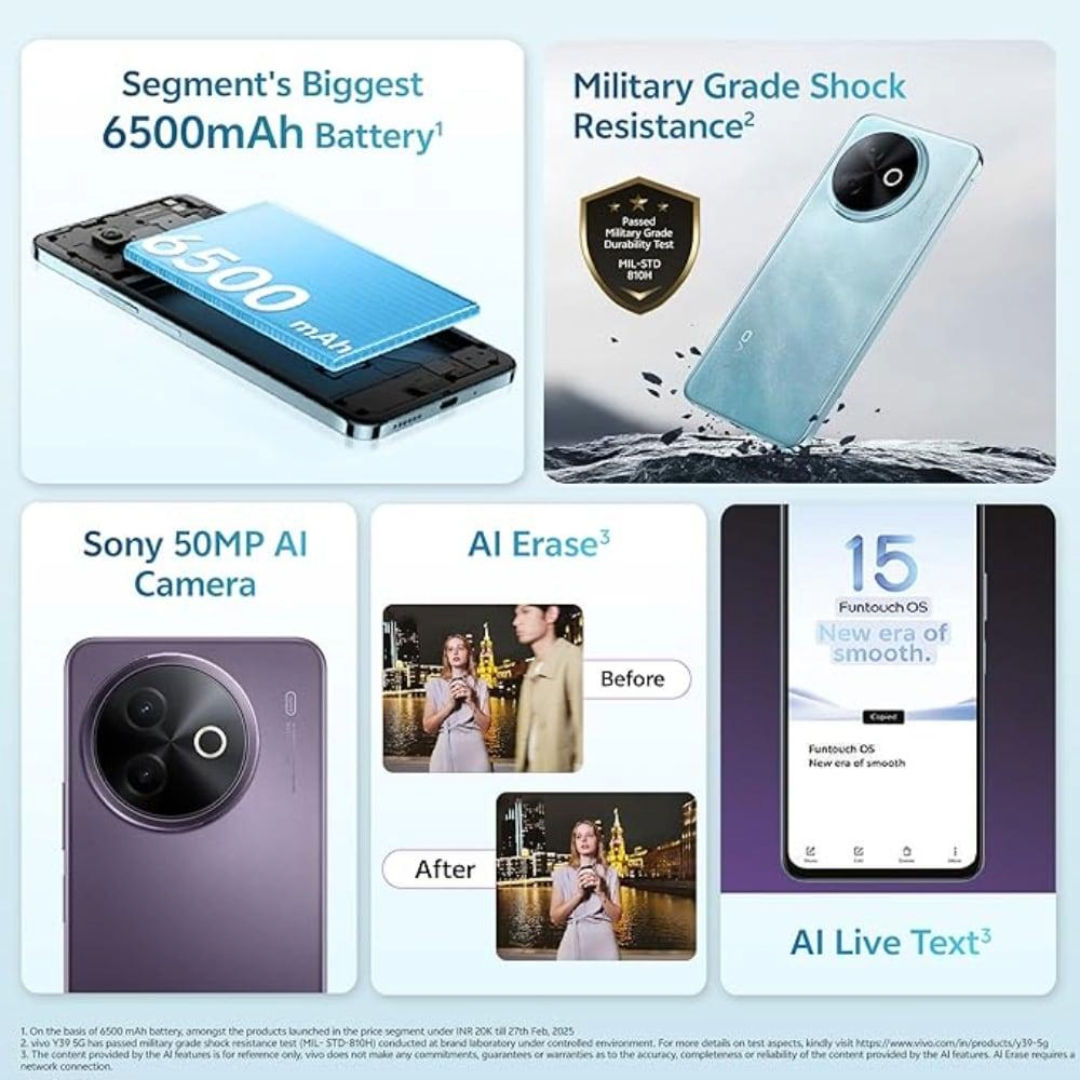 Vivo Y39 Smartphone, 8GB RAM, 256GB Storage