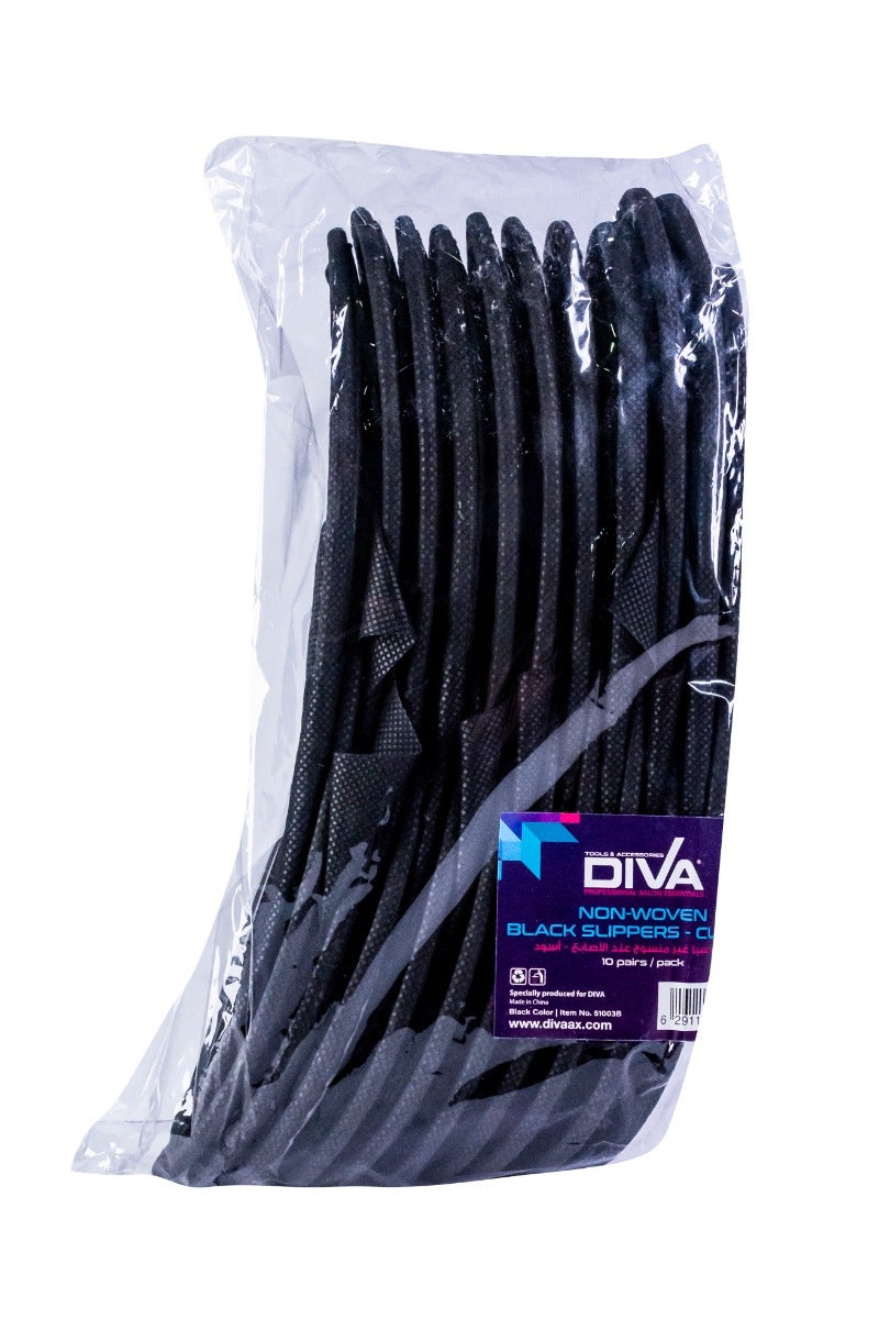Diva Disposable Slippers Non-Woven Closed, Black, 10pcs/Pack