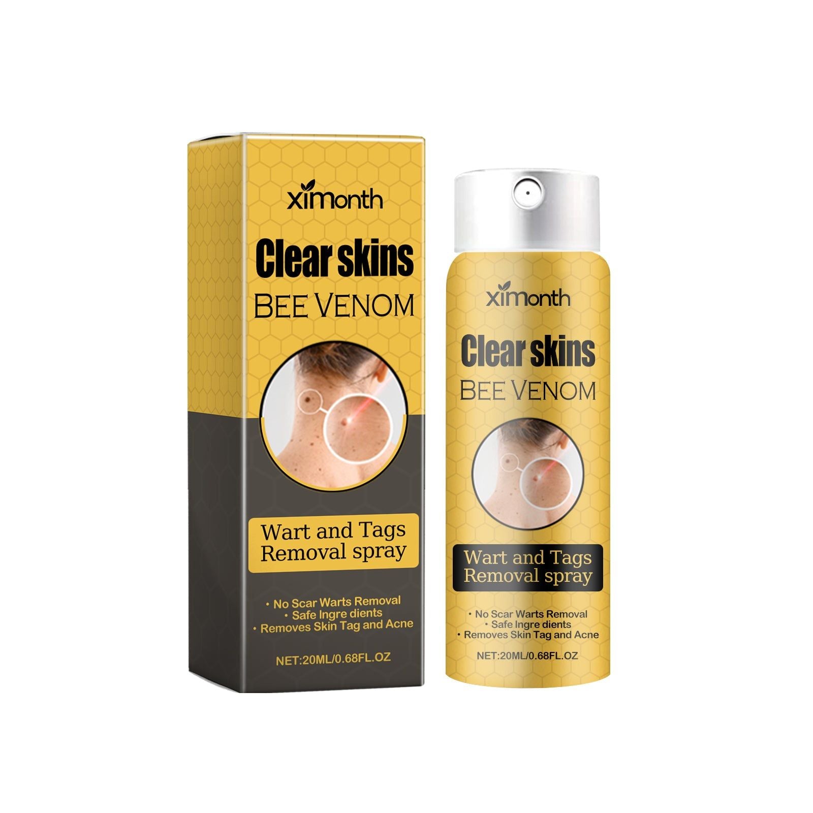 Bee Venom Wart Care Spray, Gentle Skin Tightening, Fast Mole Removal ,20ml