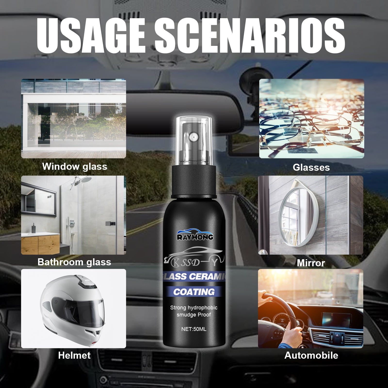Boost Visibility with Car Windshield Repellent, Water-Repelling, Anti-Fog, Long-Lasting ,30ml