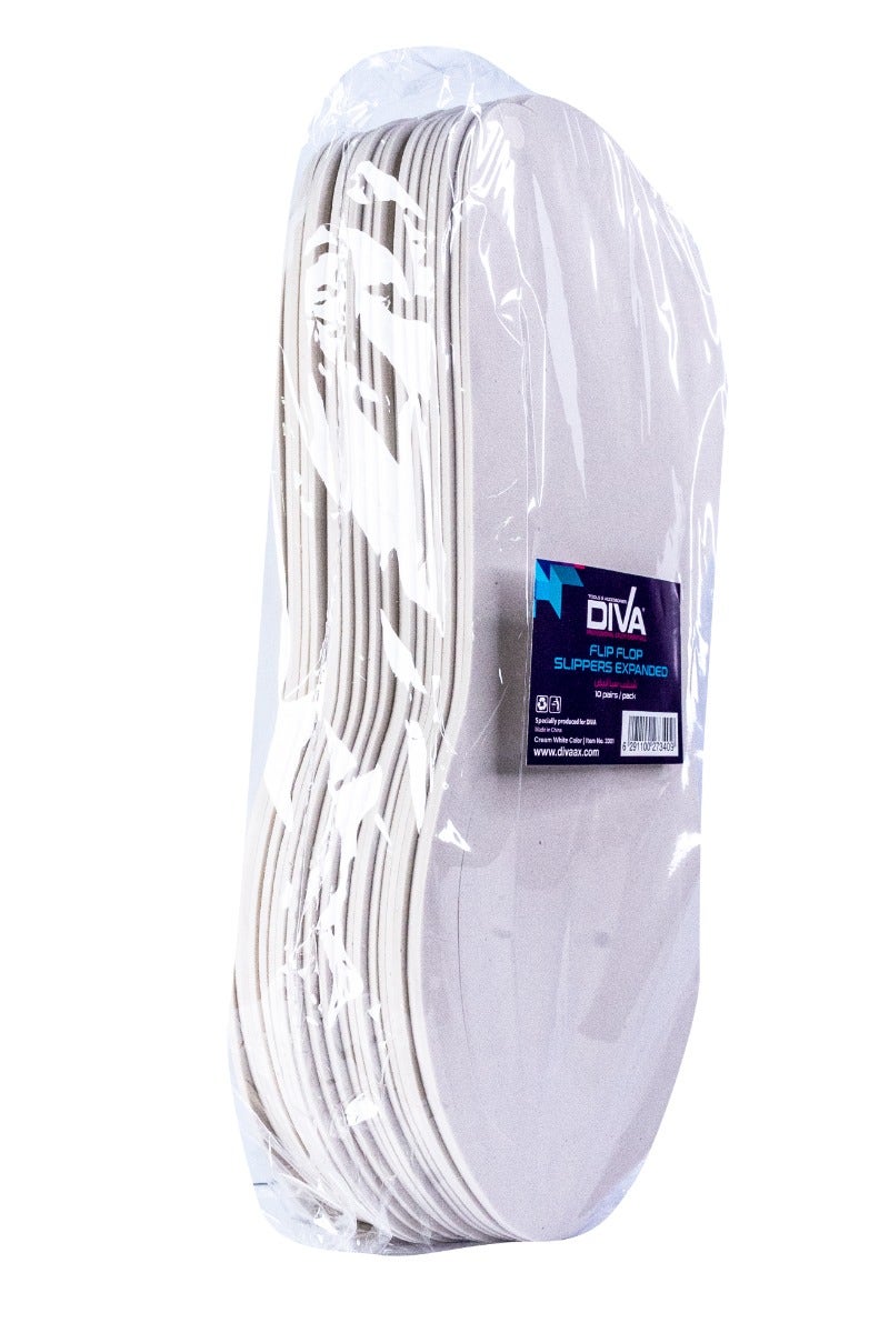 Diva Disposable Slippers Flipflop Expanded, Cream White, 10/Pack