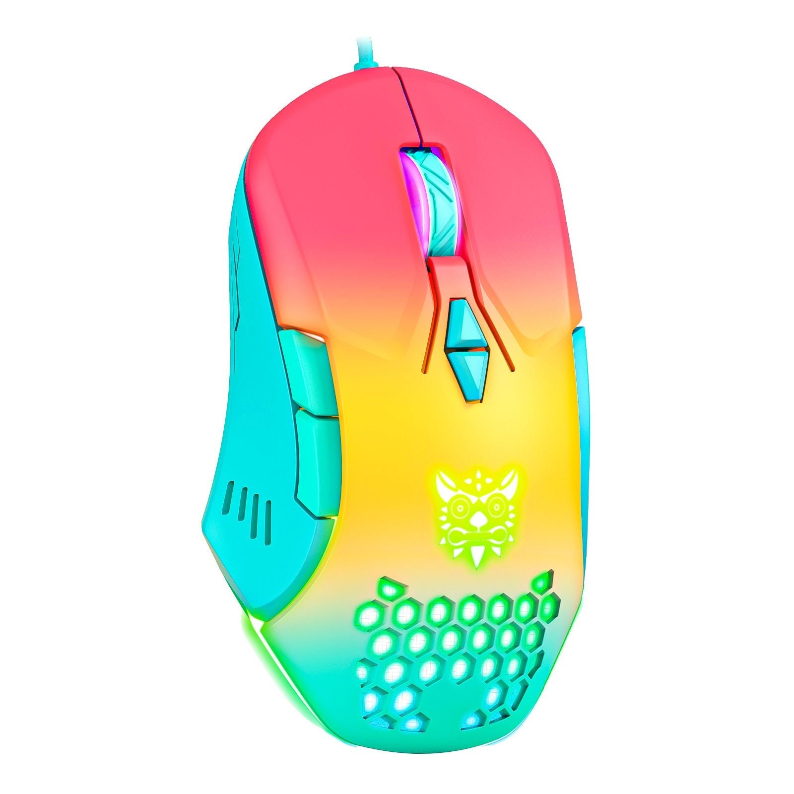 RGB LED Wired Optical Gaming Mouse With Honeycomb Shell USB Ergonomic Mice