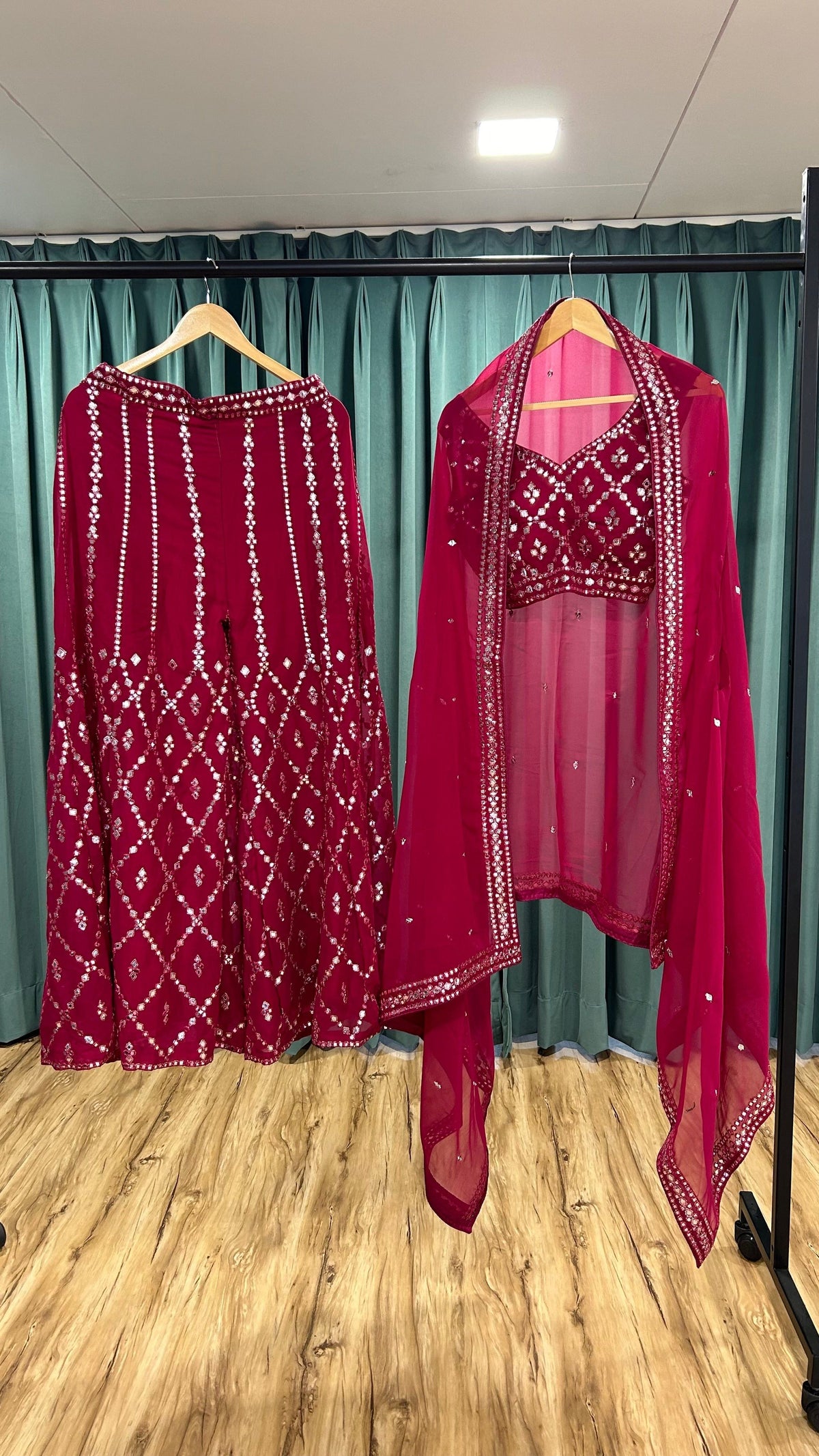 Fab Zone Women's Kurti Bottom With Koti & Mirror Work Set