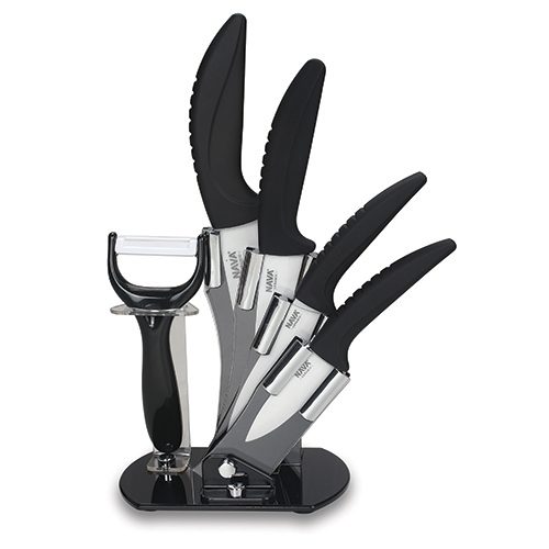 NAVA Ceramic Knife Misty on Acrylic Stand, Set of 6pcs