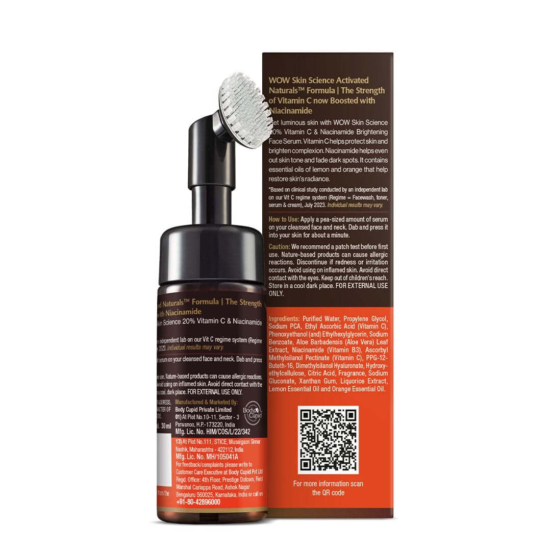 Wow Skin Science Brightening Vitamin C & Niacinamide Foaming Face Wash For Women & Men 150ml pack Of 2