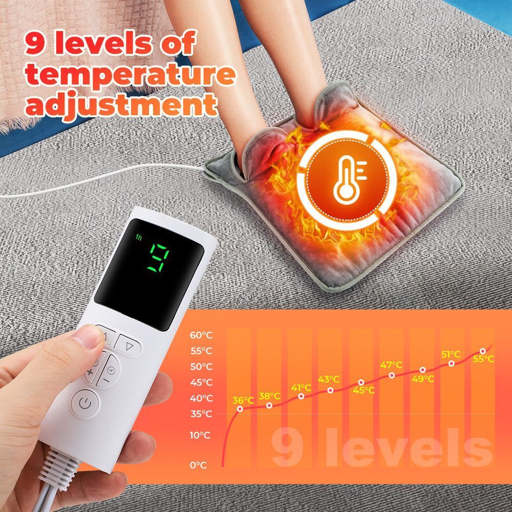 Electric Heating Foot Warmer Winter Foot Warming Device 9 Gear Electric Foot Heating Pad