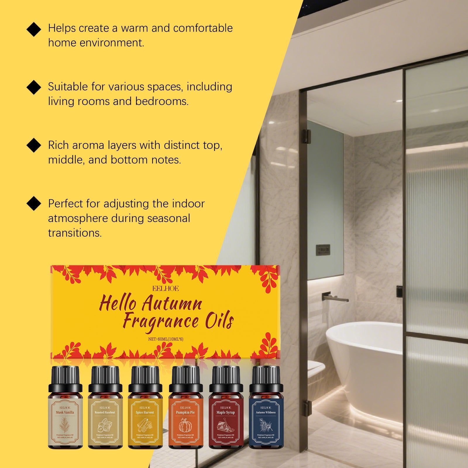 Autumn Essential Oil Set, Cozy Aromatherapy, Fall Fragrance, Home Relaxation ,1 set