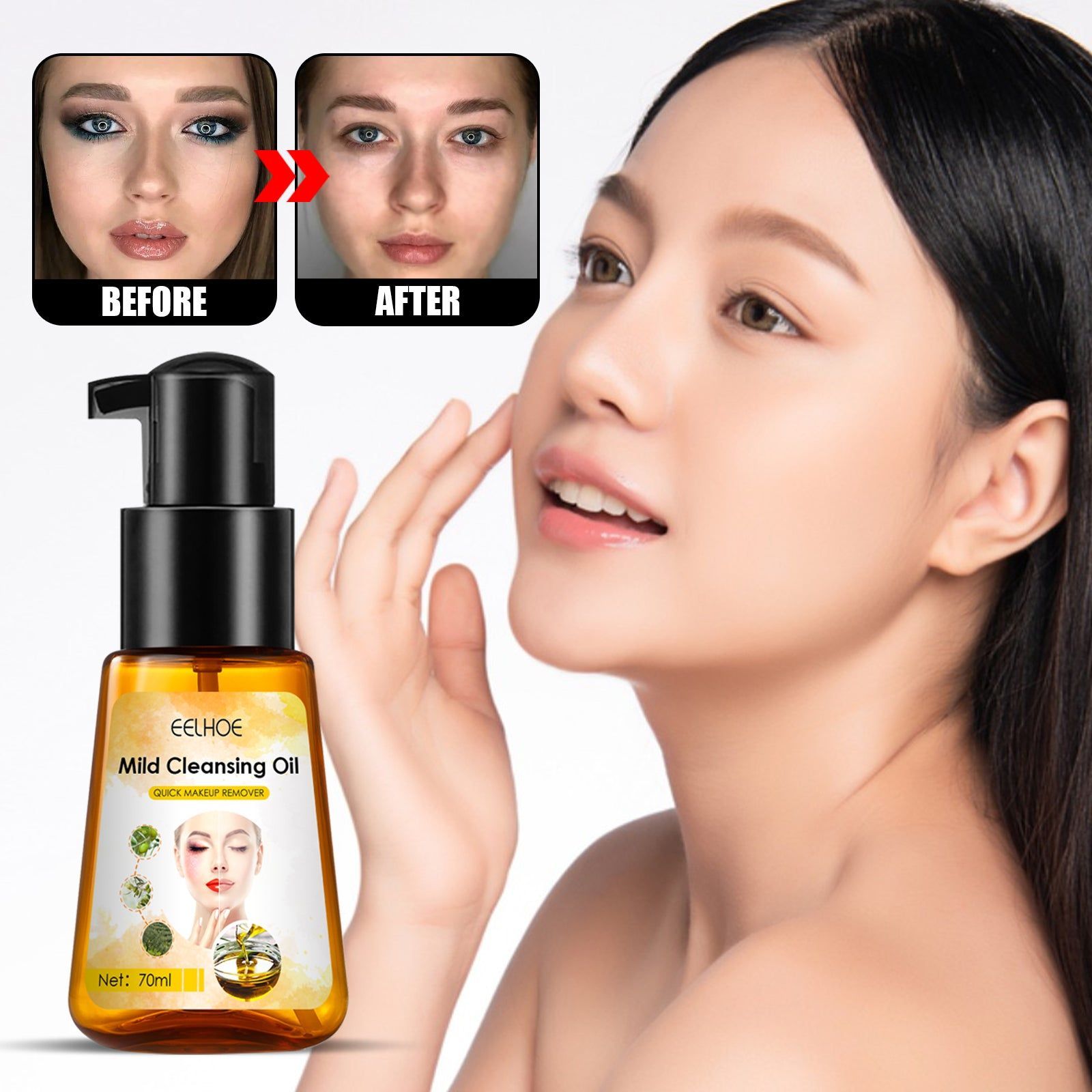 Deep Cleansing Oil, Fast Emulsification, Cleanse and Nourish Skin, Gentle Face & Eye Makeup Remover ,70ml