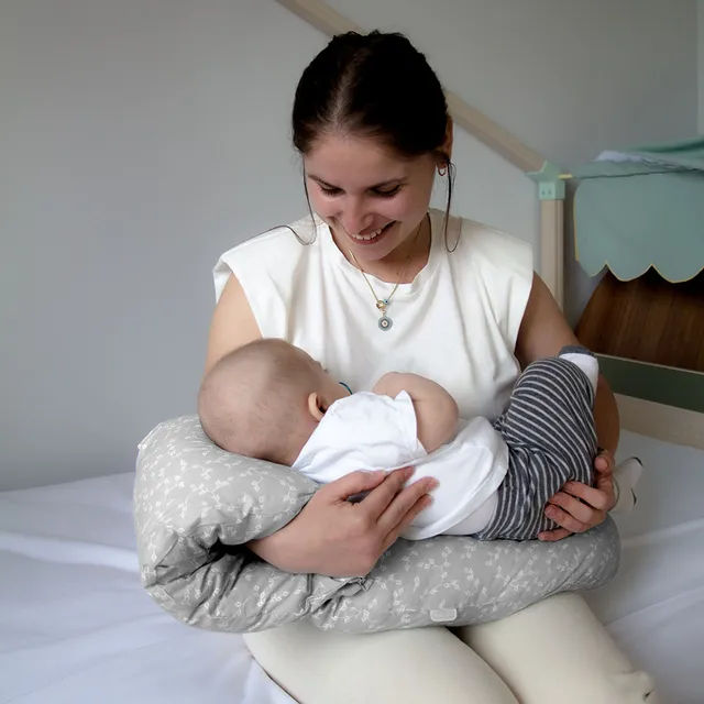 Babyjem - Head Supported Breastfeeding Cushion Flower - Grey