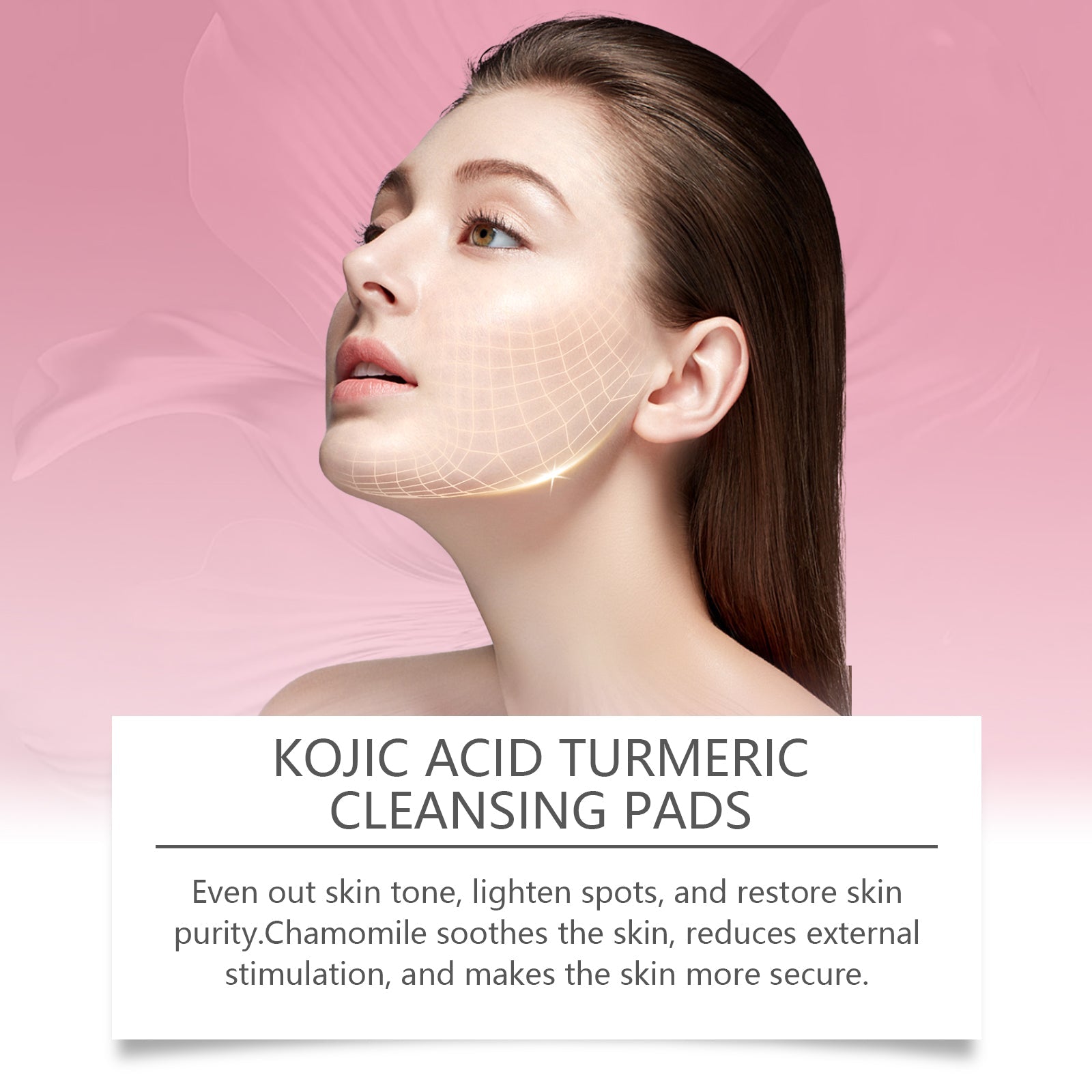 Brightening Facial Cleansing Pads with Kojic Acid, Turmeric, Moisturizing, Pore Refining ,60Pcs