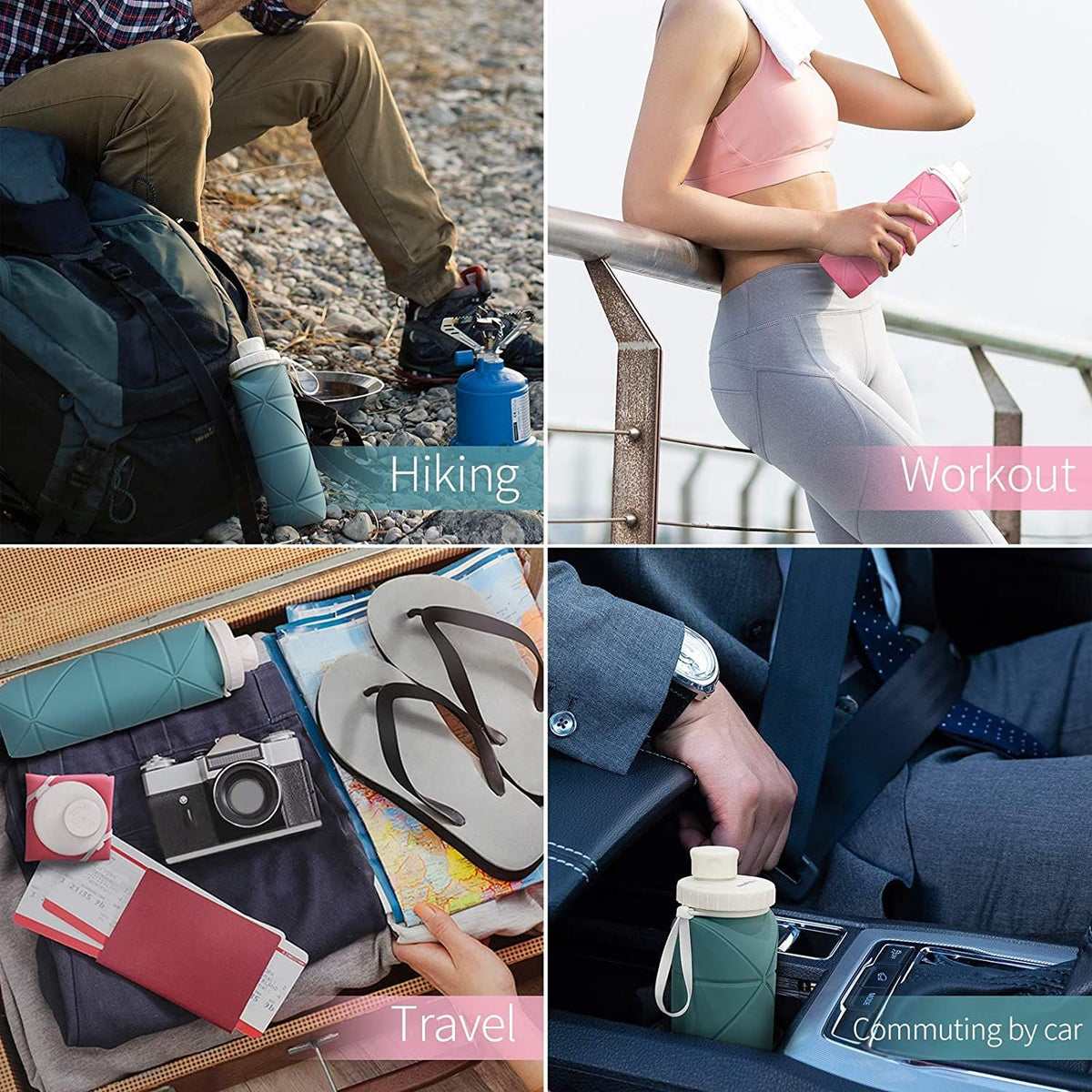 Collapsible Water Bottle Leak-Proof Heat-Resistant Travel Bottles 600ml