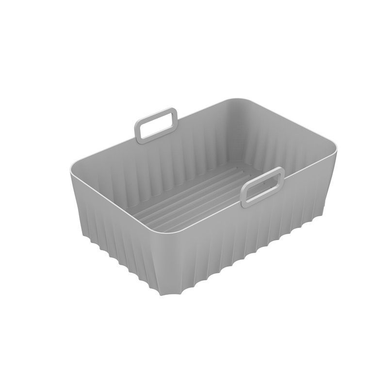 2Pcs Silicone Air Fryer Liner Reusable Rectangle Baking Tray With Handle