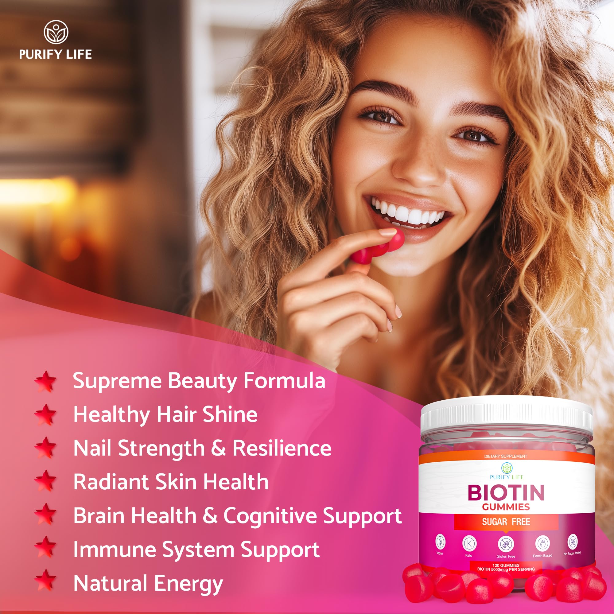 Purify Life Sugar-Free Biotin Gummies 120