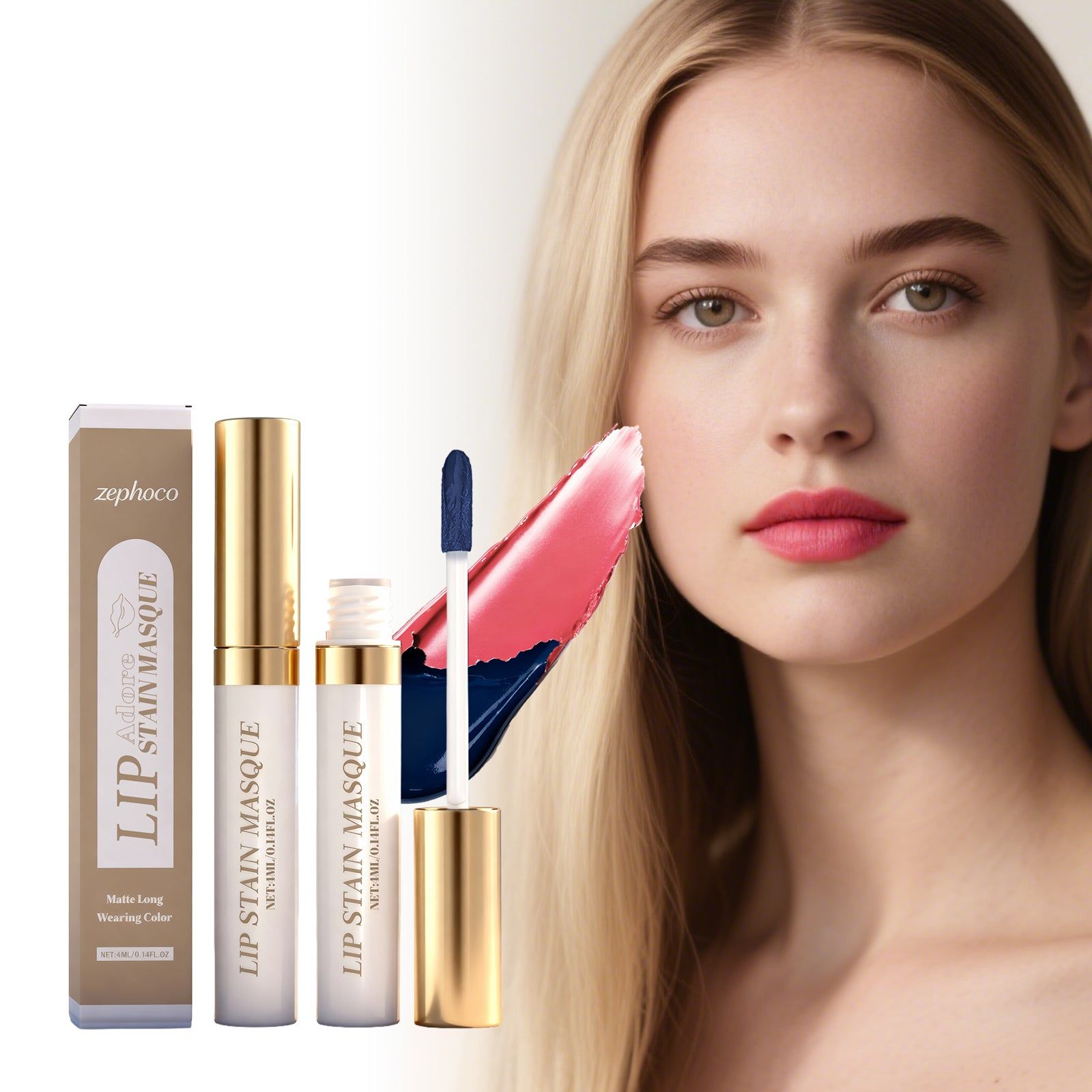 Matte Peel-Off Lip Gloss, Long-Lasting Moisturizing, Trendy Lip Color, Smooth & Natural ,4ml
