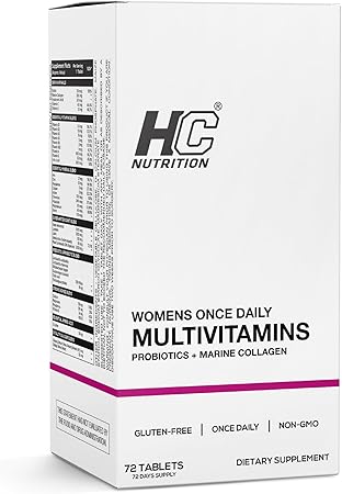 HC Nutrition Women’s Once Daily Multivitamin with Probiotics & Marine Collagen, 72 Tablets
