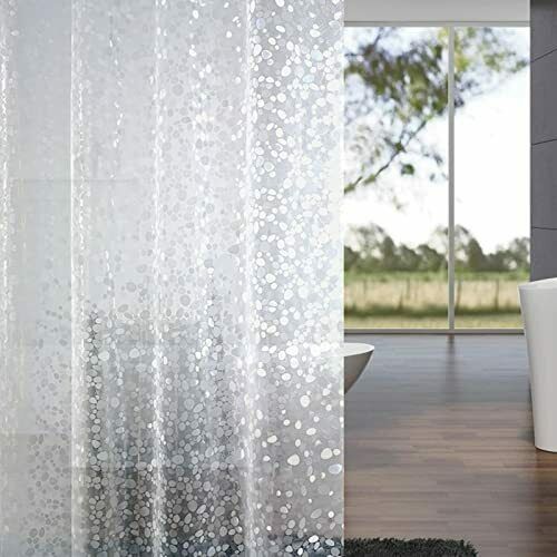 3D Printed Transparent PVC Shower Curtain With Hooks Waterproof Bath Decor