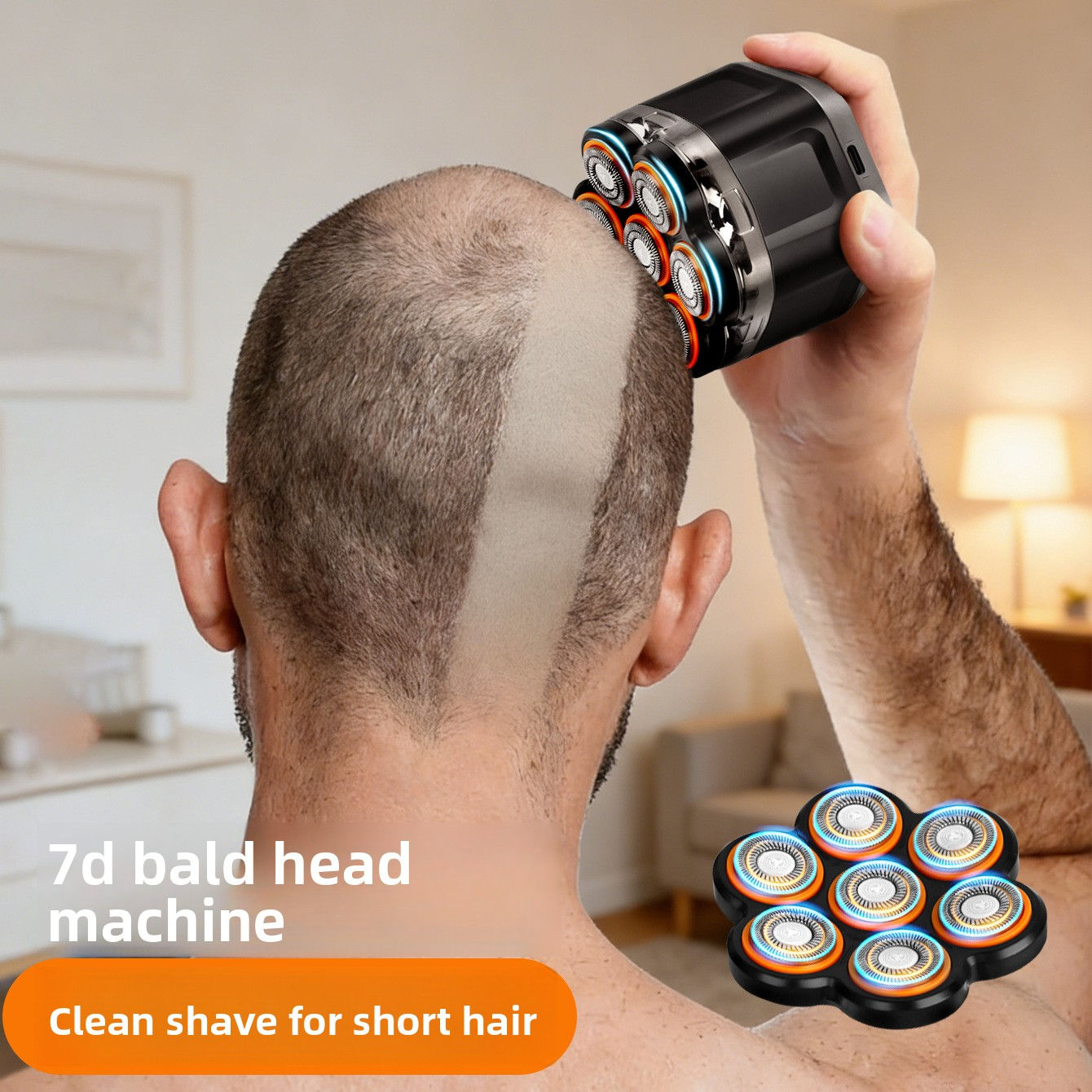 7-Blade Magnetic Electric Shaver with LED Display and USB Charging