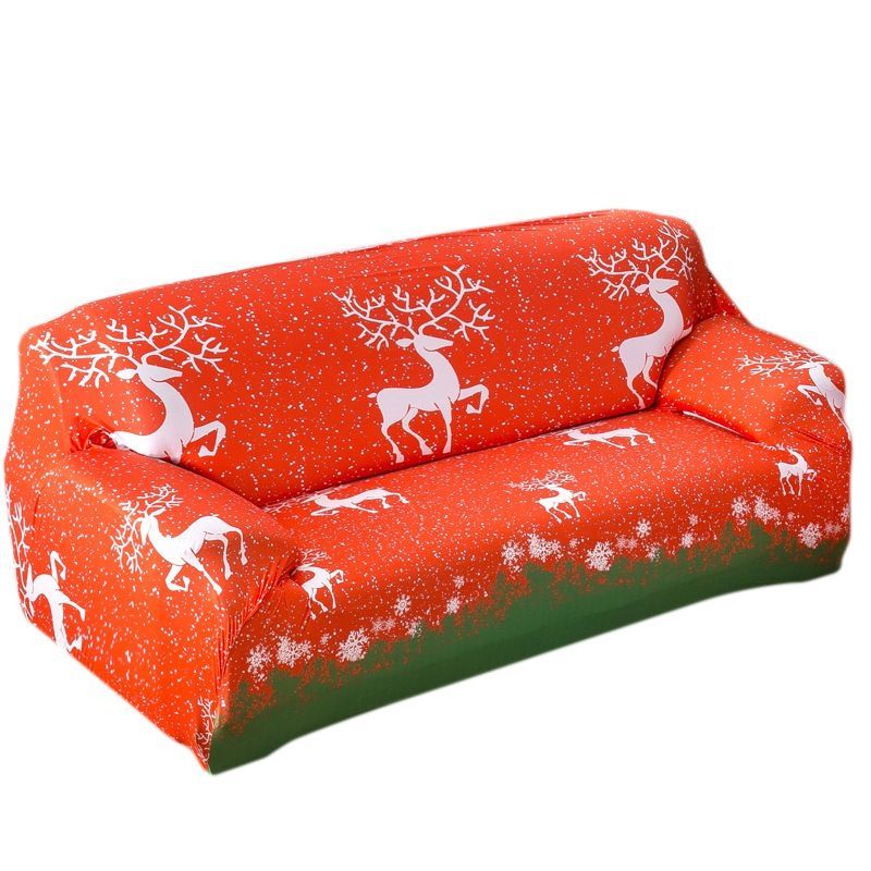 Christmas Elastic Sofa Cover Elk Printed Couch Slipcover Chair Protector Home Decor
