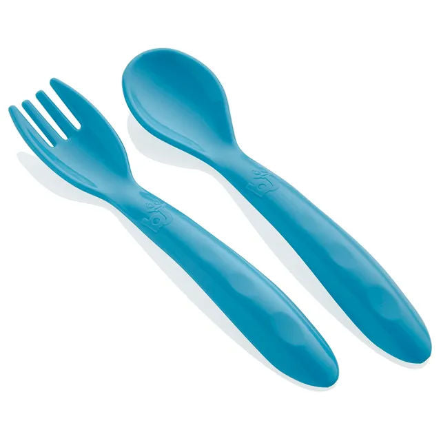 Babyjem - طقم ملعقة وشوكة للأطفال - أزرق