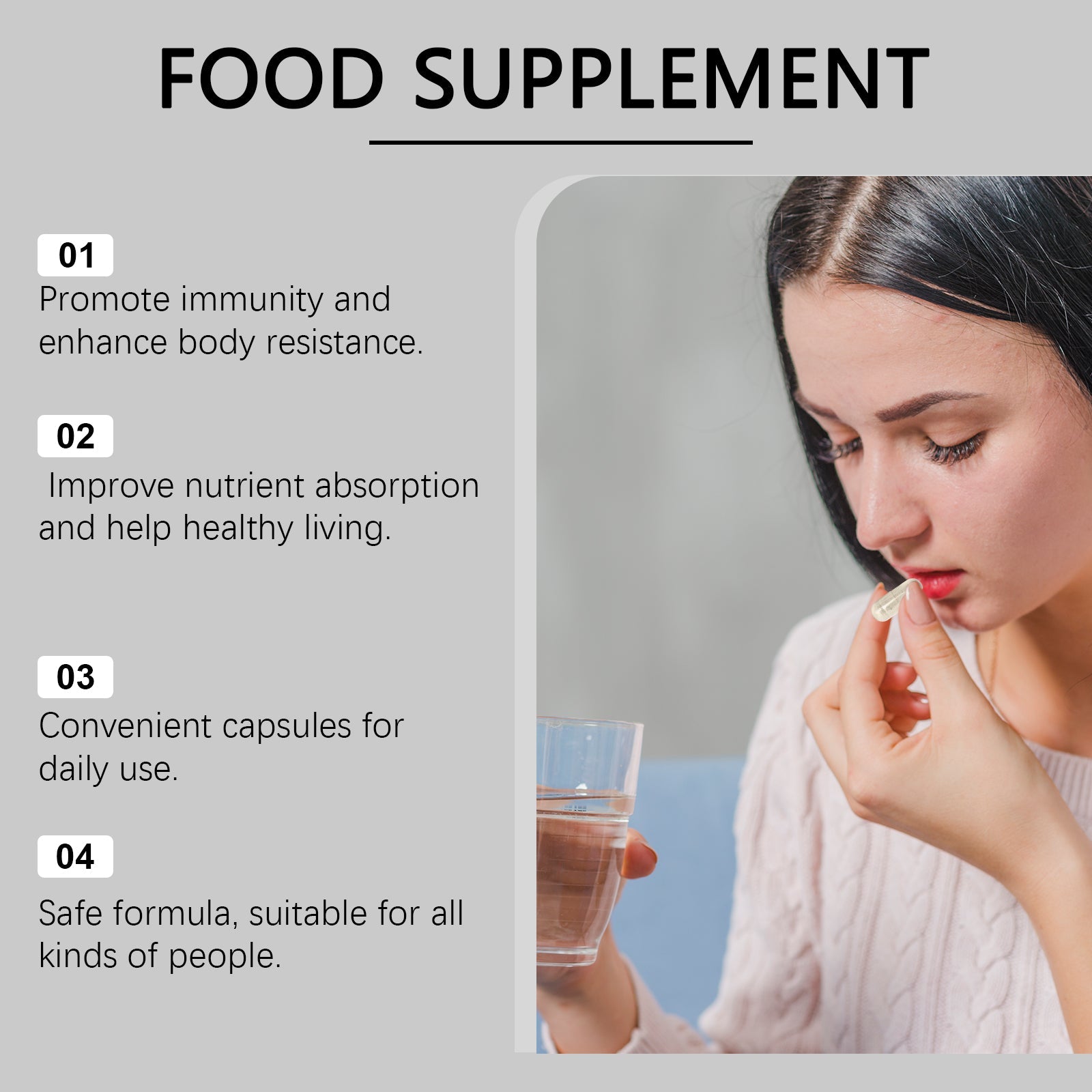 Body Care Supplement, Immune Boost, Easy to Swallow, Daily Health Support ,60 capsules