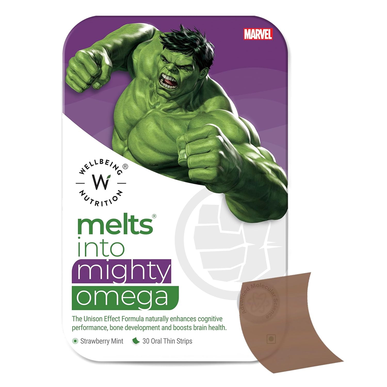 Wellbeing Nutrition melts Marvel Mighty Omega 30 Oral Strips