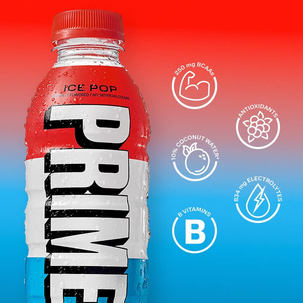 Prime Hydration Drink Ice Pop 500ml + PLIX Multi Power Apple Cider Vinegar Apple Burst (Blue) Tablets 15