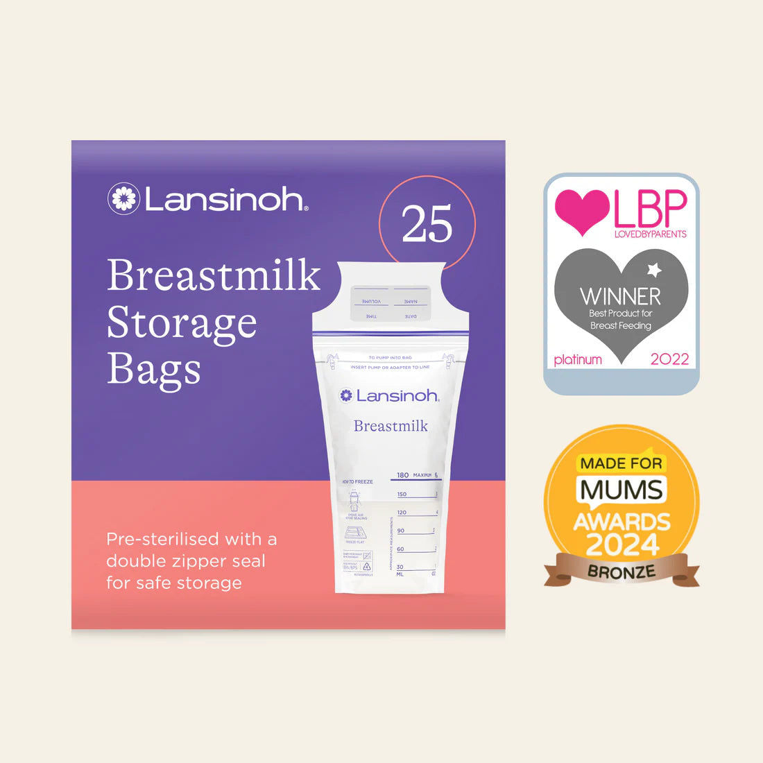 Lansinoh Breastmilk Storage Bags (Pack of 25)