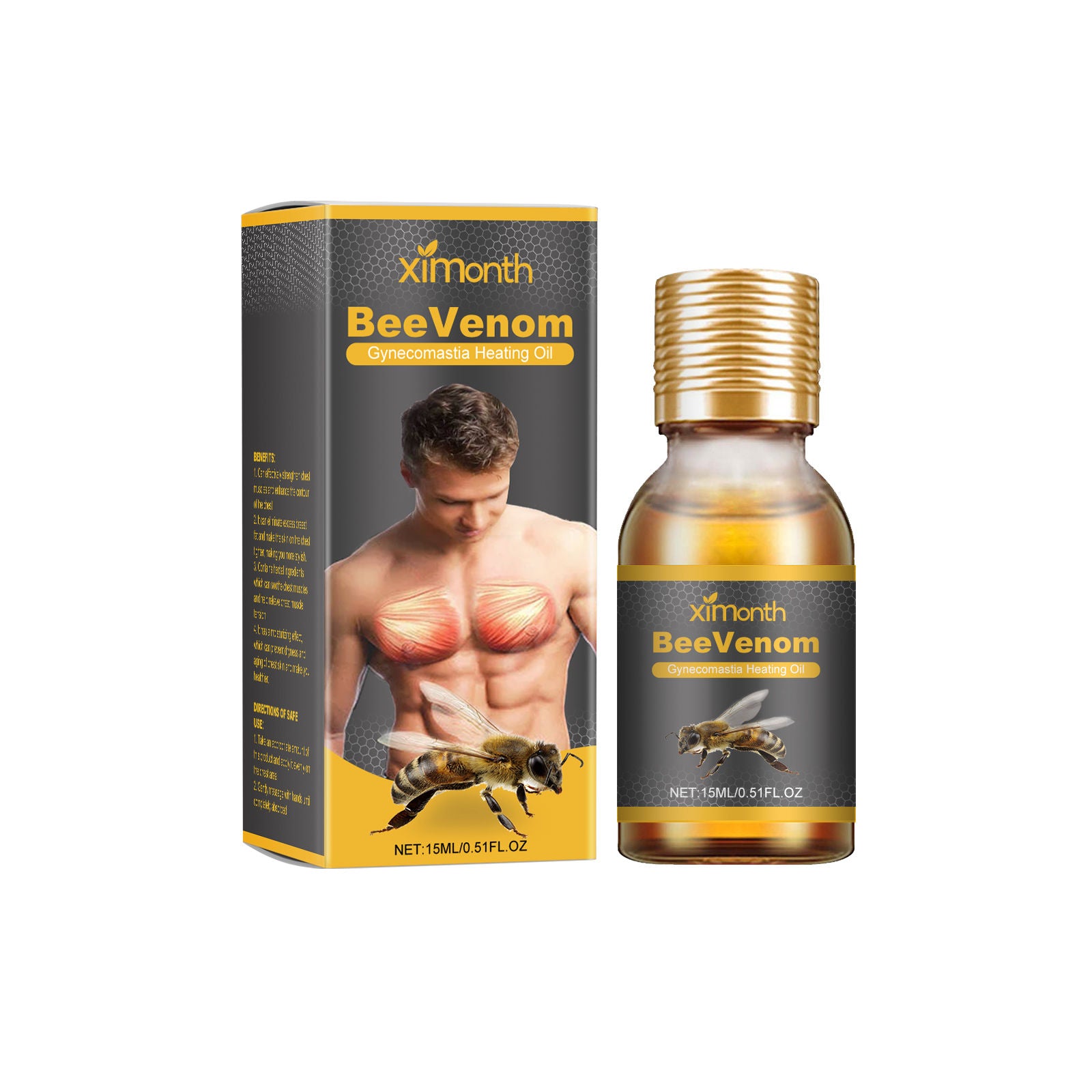 Men's Chest Firming Oil, Male Care, Collagen Boost, Skin Tightening, Moisturizer ,15ml