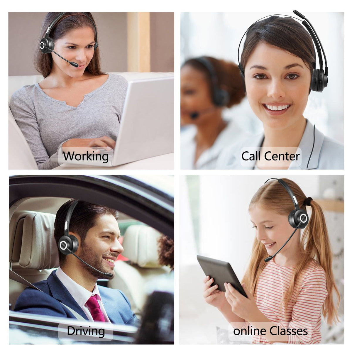 Office Bluetooth Headset Single Ear Wireless Headphones With Mic For Truck Driver