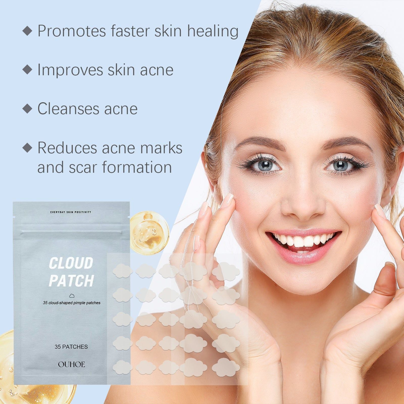 Cloud Acne Patch for Skin Repair, Clear Pimples Fast, Invisible Acne Treatment ,35 patches
