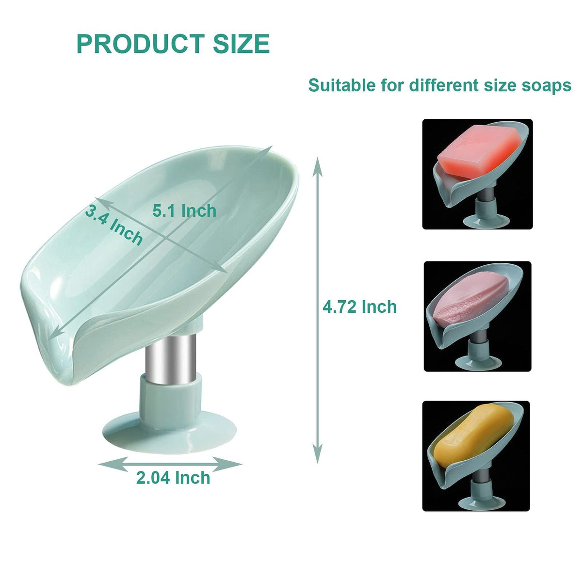 Bar Soap Holder Self Draining Soap Dish with Suction Cup Bathroom Soap Box Tray