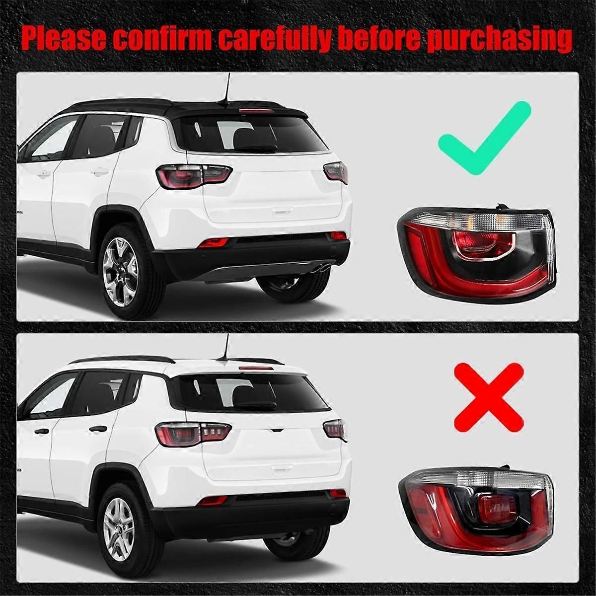 Left Outer Tail Light Assembly for 2017-2021 Jeep Compass Driver Side