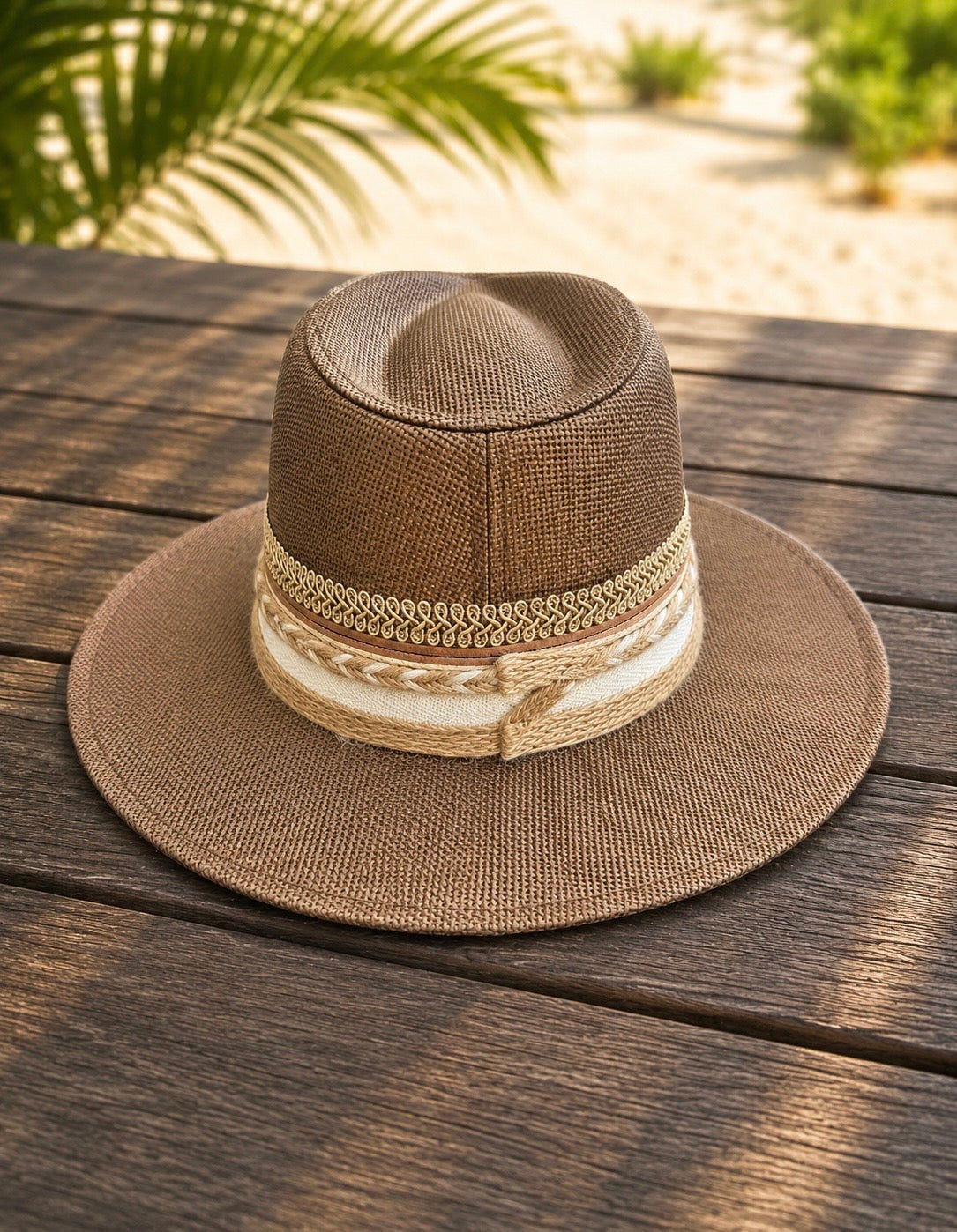 By Rita Raphael Brown Boho Straw Hat