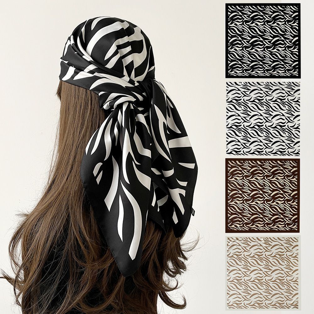 4Pcs Animal Print Satin Silk Square Scarf Set for Women 90cm