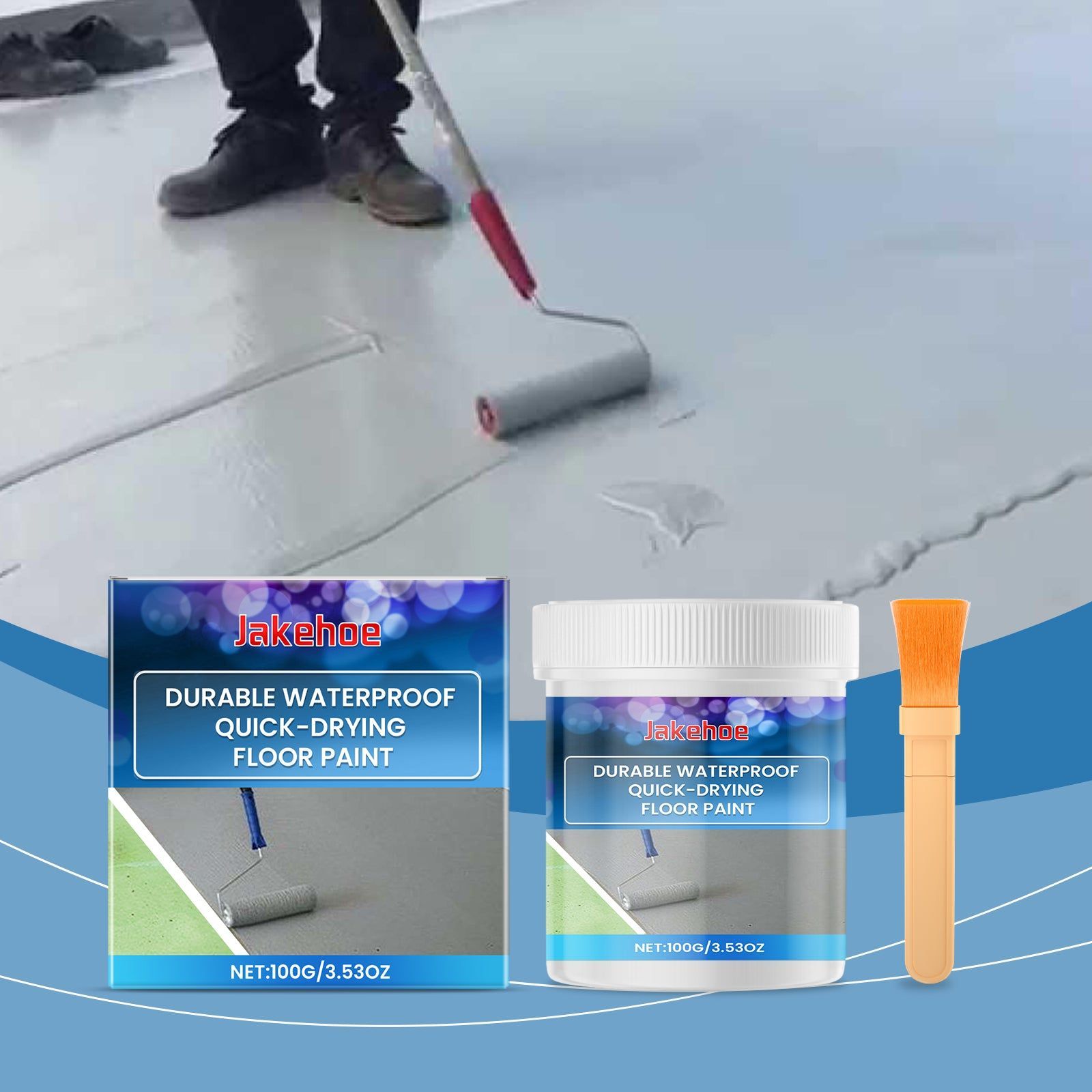 Quick Drying Floor Paint, Waterproof, Indoor Outdoor Cement, Easy Application ,1 set
